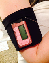 Load image into Gallery viewer, Arm/Leg Pocket for Dexcom/Omnipod/Insulin Pump/Smartphone w/optional window-Hot Pink with Black Polka Dots