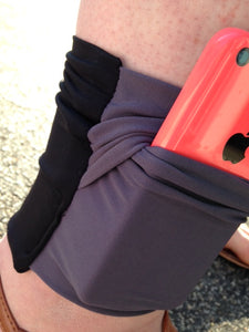 Arm/Leg Pocket for Dexcom/Omnipod/Insulin Pump/Smartphone w/optional window-Turquoise with black polka dots