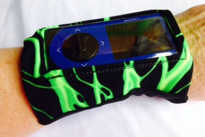 Arm/Leg Pocket for Dexcom/Omnipod/Insulin Pump/Smartphone w/optional window-Green Lightning